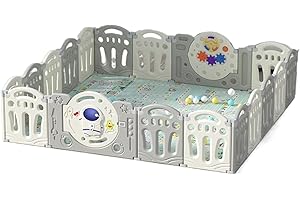 MoLi Parque Infantil Bebe Centro de Actividades para Bebés y Niños Pequeños, Corralito Bebe de Varios Tamaños, Parque Infantil Plegable, Corral para Bebés Grande para Interior y Exterior (Y 16+2)