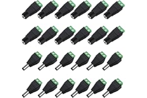 MZMing [12 Pair] Male Female DC Power Connector 12V DC Adapter Conveniente Enchufe De Luz Usado para CCTV Interface/Monitor/Camera/LED Bar Connector - 2.1 X 5.5 mm