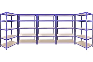 Monster Racking 5 x Heavy Duty Metal Racks | 2 x Large (90cm wide) and 3 x extra large (120cm) wide | Shelves Shelving Storage for Garage Shed Workshop