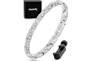 ‎MAGNETRX MagnetRX® Ultrastarkes Magnetarmband für Frauen - Doppelmagnet Edelstahl Kristall Magnetband für Damen - Einstellbare Armbandlänge mit Größenbestimmungswerkzeug (Silber)