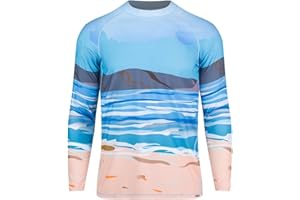 SURFEASY Men's long Sleeve Rash Vest Swim Shirt, UPF 50+ Sun Protection Quick Dry Surf Swimming Fishing Hiking Shirts T-Shirt