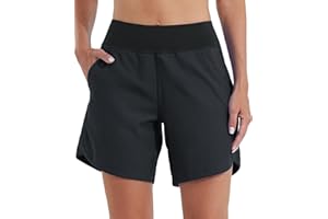 WILLIT Badeshorts Damen Badehose Schwimmen Boardshorts Schnelltrocknend Sommer Bikini Shorts High Waist Trunks UPF50+ UVA Schutz 7" mit Liner Taschen