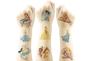 YANGSIW Princesas Tatuajes Temporales, 20pcs Princess Tatuajes Temporales Niños Pegatinas Infantiles Regalos de Fiesta Cumpleaños Niñas Niños Regalo(5 * 5cm)