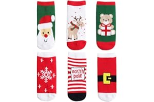 Yafane 6 Paia Calze di Natale Bambini Calzini Bambino Calze Natale Calzino di Spessi Cotone Caldo Inverno Unisex di Regali per Ragazze Ragazzo 1-10 Anni