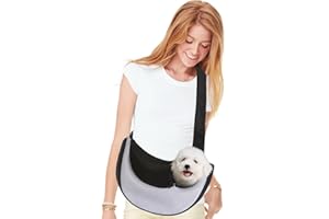 PETCUTE Transportador de Mascotas Manos Libres,Respirable Bolsa de Transporte para Perros con Correa de Seguridad Interior,Bolso De Hombro para Mascotas con Correa de Hombro Ajustable,Máx 6kg