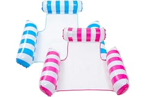 Indimization Inflatable Pool Float adults 2 Pack 4-in-1 Inflatable Water Hammock Swimming Pool Floating Chair Relax in the Swimming Pool, Beach, Bathroom,and Water Lounge Summer Holiday(Pink+Blue)