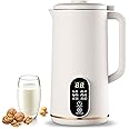 WingFly Soy Milk Maker Machine, 650ML Automatic Nut Milk Maker with 10 Blades, Juice Soup Maker with Delay Start, Keep Warm, Self-Cleaning for Almonds, Oats, Soybeans, Fruits (White)