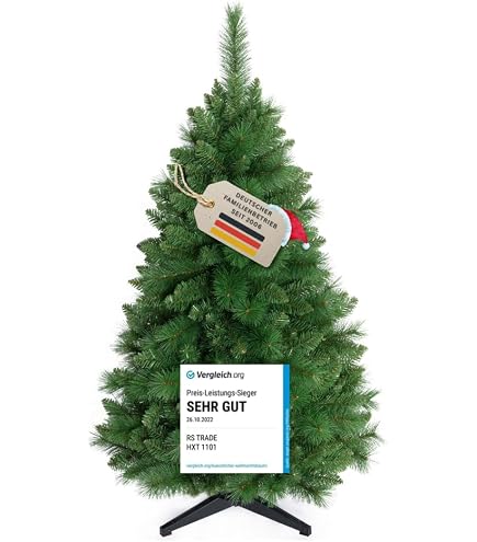 VEYLIN Künstlicher Mini-Weihnachtsbaum mit 80 Spitzen, 60 cm, mit Holzständer