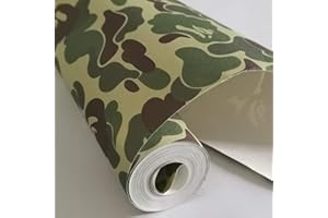 Taogift 17.7x117 Inches Self Adhesive Vinyl Green Camouflage Contact Paper Wallpaper for Walls Cabinets Shelves Room Furniture Decal Removable