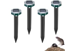 MERWLUKT Anti Taupe Solaire Vibration et Ultrasons, 4 Pièces Repulsif Taupe Ultrason pour Protéger Votre Jardins Pelouse des Taupes, Campagnols, Gaufres, Serpents et Marmottes