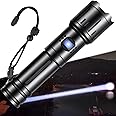 JAY-PARK Torches LED Super Bright, Rechargeable Torch 500000 lumens, High Power zoomable Tactical Flashlight Long Throw, Powerful Torches for Camping, Dog Walking