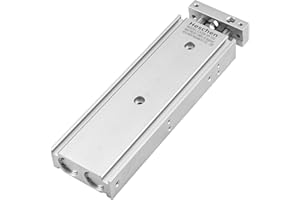 Heschen Cilindro neumático de aluminio doble, CXSM 20-120, Guía Varilla Placa Varilla doble Guiado Neumático, rodamiento deslizante amortiguado, Diámetro de 20mm, carrera de 120mm, doble acción