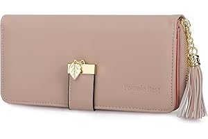 Pomelo Best Portfele damskie RFID z wieloma przegródkami na karty i pojemną przegródką, Matowa róża, L, Klasyczny