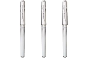 uni-ball Mitsubishi Pencil - 3 Stylos Rollers Encre Gel Signo Broad Blanc - Pointe 1 mm - Écriture Large - Roller Créatif pour Carterie et Loisirs Créatifs