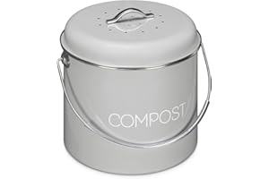 Navaris Compostiera Riciclaggio Rifiuti Organici 5L - Secchio con Coperchio Contenitore Umido e Scarti Alimentari - 3X Filtro Carbone Blocca-Odori