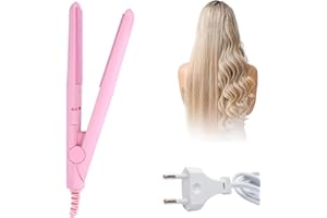 AOMIGT Fer à Lisseur 2 en 1, Lisseur Cheveux Court, Mini Fer à Lisser en Céramique, Petit fer à friser de voyage, Pour Tous Types de Cheveux,Frange, la Maison ou le Salon (rose)