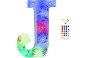 Beality Lettres Lumineuses, Licorne LED 18 Couleurs Changeantes 26 Lettres Lumineuse, Licorne Lumineuses pour Femme Filles Cadeau Anniversaire Noël Chambre à Coucher Fête Décoration (J)