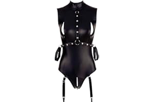 QINGXIA_ZI Body Sexy en Cuir Verni pour Femme Lingerie Feminin Ouvert Sexy Transparente Tenue Sexy Ouverte Coquine Hot ÉRotique Lingerie Sexy Hot Chaude NuTenue Sexy Coquine Nuisette en Dentelle