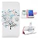 Produktbild Maxfe.co PU Leder Wallet Schutzhülle für Samsung Galaxy Grand Prime SM-G530FZ Handyhülle Flip Cover Buchstil Klapptasche in Lederoptik Etui Flip Case mit Standfunktion Karteneinschub und Magnetverschluß die Baum haaren Muster