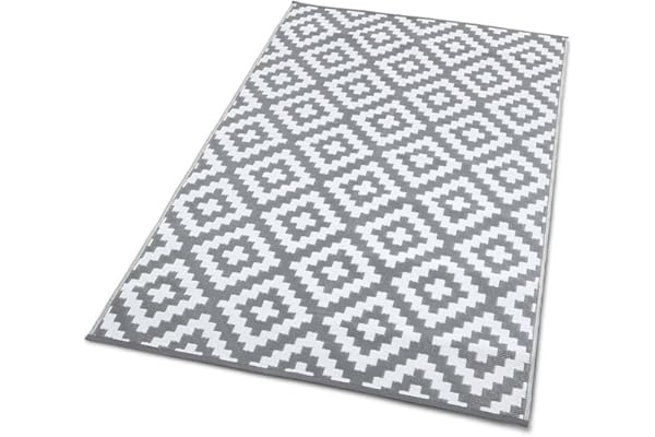 TERRE JARDIN Tapis extérieur rectangulaire réversible - 120 x 180 - Gris