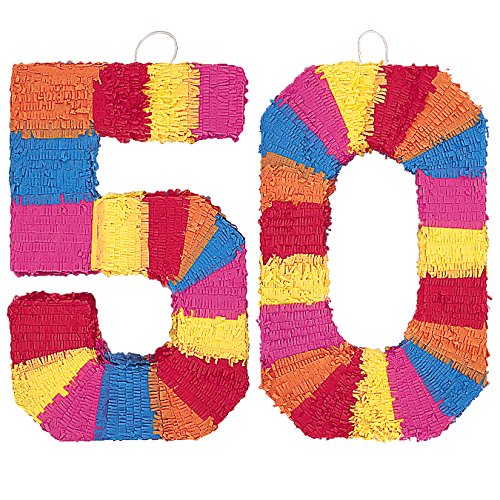 Piñata Zahl 50 - der knallbunte Partyspass für einen tollen fünfzigsten Geburtstag