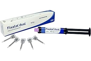 LATUS Dental Repair Paste for Permanent Applications Tooth Filling Repair For Implants, Veneers, Inlays, Onlays,Crown, Bridges Two Component Self Cure Cement with 5x Mixing Syringes and Automix Cartridge