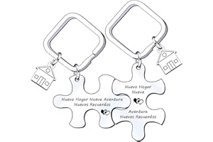 YJYJZX 2 Piezas Nuevo Casa Llaveros, Llavero de Casa Llavero Nuevo Casa Nuevas Aventuras, Regalo de Inauguración de la Casa para Mujer Marido, Regalos De CalefaccióN Para Parejas