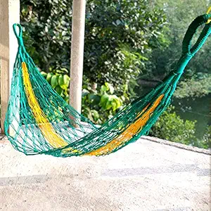 CRM TRADERS Nylon Net Hammock Swing for Both Adults and Kids - Suitable for Indoor Outdoor Balcony Home Bedroom
