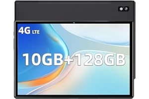 OUZRS 4G LTE Tablet 10 Pollici, 10GB RAM 64GB ROM/TF 512GB, Tablet in Offerta, Dual SIM, Octa Core, 7000mAh, Tablet PC 1920*1200 FHD/IPS, Dual Camera 8+5MP, 5G WiFi Tablet Android Bluetooth GPS Type-C(Nero)