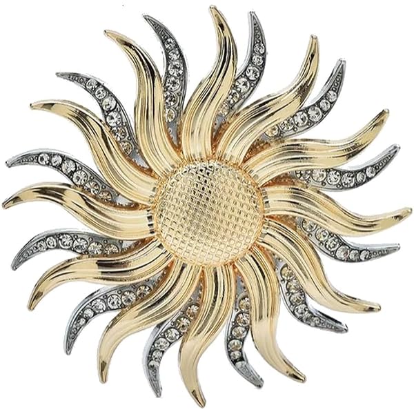 Broche Soleil En Or - Signée 3S - Superbe Bijou Vintage 1714 - Occasion Parfaite (bijou Ancien, Accessoire élégant)