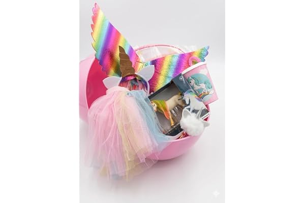 Oeuf de Pâques Licorne Fille 40 cm avec 5 Surprises Garanties - Sac à dos maternelle, Costume Ailes et Jupe 4-6 Ans, Jeu Licorne avec Chiot 15 cm - Pasqualone Rose Sans Chocolat Pâques 2026
