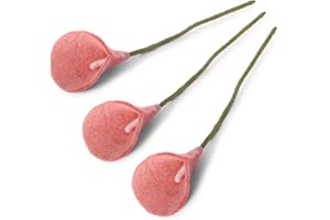 ÉN GRY & SIF Gry & SIF Artificial Felt Lilies, Decorative Flower, Decorative Branch, Artificial Flower, Flexible Stem, Handmade, Fair Trade, Spring Decoration, Easter Decoration, 34 cm, 3 x Pink