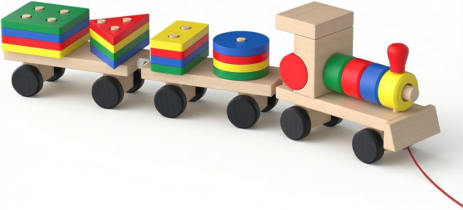 COSYLAND Montessori Juguetes a Partir de 1 año – Juguete de Madera para Tirar y apilar | Juguete para Dibujar y motricidad | Montessori Juguetes para bebés y niños a Partir de 1 año