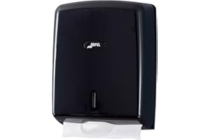 Jofel - Dispensador de Papel de Manos, Toallas Faciales, Dispensador de Papel Secamanos de Pared, hasta 600 Toallitas Zig-Zag, Higiénico, Carcasa ABS, Valor AH37600-MT, Negro Mate