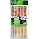 Uyt Life 5 &Ccedil;ift Doğal Bambu Chopstick Seti | &Ccedil;i&ccedil;ek Desenli Uzak Doğu Yemek &Ccedil;ubuğu | Sushi, Noodle ve Ramen İ&ccedil;in Yeniden Kulla