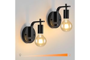 Lightsjoy 2 Pack Industrial Wall Lights Black Wall Lamps with Dimmable Dimmer Switch Indoor E27 Vintage Wall Sconces for Bedroom, Living Room, Kitchen, Restaurant Coffee Shop(Not Included Bulb)