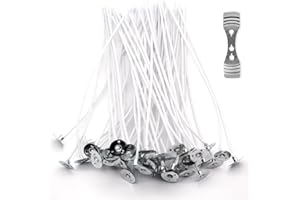 DEEDPF Candle Wick | 100 Sticks | 15 cm | 100% Natural Organic Cotton | with Durable, Odourless, Clean Wick for DIY Candle Making, White, (LZDX1)