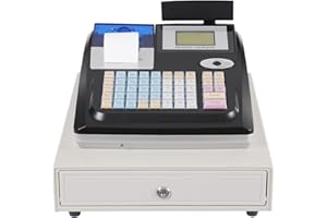 Kazafa ABS Electronic Cash Register with LED Display, Anti-Counterfeit Banknote Detector, 10000 PLUs & 36 Departments, Commercial POS System for Supermarkets/Convenience Stores