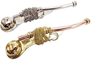 SARA INTERNATIONAL Ares Indien Messing Bootsmann Pfeife 12,7 cm mit Kette navy Pattern Bosun Call-Set NAUTICAL – 2 Stück