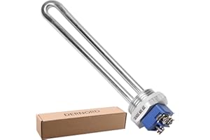 DERNORD Élément chauffant 220 V 500 W 1 pouce 33 mm Bride 1U type chauffe-eau BSP en acier inoxydable Bride Longueur du tube 150 mm