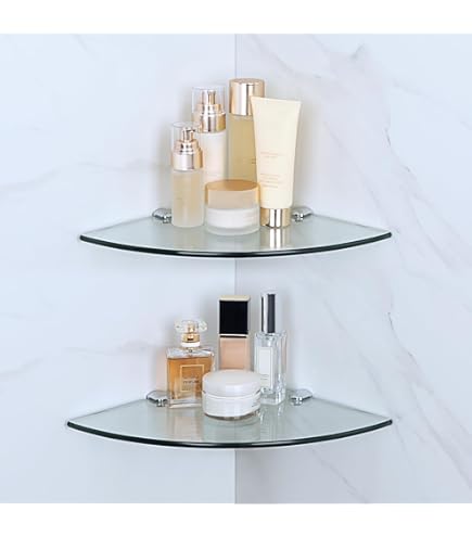 JQK Bathroom Glass Shelf Gold, Tempered Glass Shower Storage 20 By 5 Inches, 304 Stainless Steel Brushed Gold Wall Mount, TGS121L20-BG - View #7