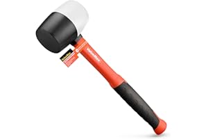 ValueMax Gummihammer 450g, Schwarzer und Weißer Gummikopf, Ergonomisch Griff, Schonhammer, Vollgummihammer, für Bodenleger und Fliesen