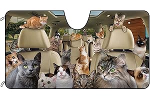 BAGEYOU Dog Car Front Windshield Sunshade Cute Cats Decor Vehicle Sun Shade Visor UV Ray Reflector Sun Protector, Keep Vehicle Cool, 55" x 30"