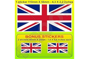 STICKERSWORLD 1 calcomanía de vinilo para parachoques, bandera de Reino Unido, Reino Unido, Reino Unido, 110 mm, incluye 2 unidades