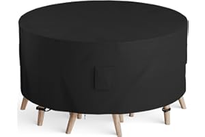 F Fellie Cover Housse de Protection Housses pour mobilier de Jardin Impermeable Anti-poussiere d'exterieur Couverture de Patio pour Table et Chaise Ronde 193 x 80cm