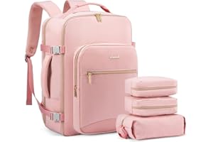 LOVEVOOK Zaino da Viaggio Aereo Bagaglio a Mano Donna Uomo, Impermeabile 40L Trolley Cabin Max per Ryanair Easyjet, Grande Porta PC 17 Pollici Valigia Borsa a Zainetto Rosa