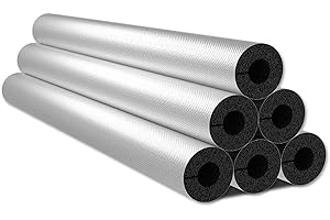Hyuer Durevole Coppelle in Lana di Roccia con Alluminio Tubo Isolante ID 22mm～110mm Isolante per Tubature Tubi in Schiuma Tubo Condizionatore Portatile Guaina Isolante Ignifuga Lunghezza 0.95m/1m