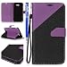 Produktbild FESELE Vintage Lederhülle für [Samsung Galaxy J7 2017] Flip Case, Color Blocking Hülle Leder Tasche Abdeckung für Samsung Galaxy J7 2017 Frosted effects Strap Lanyard Design Brieftasche Kartenfach Ledertasche Handyhülle mit Standfunktion und Magnetverschluss Wallet Klapphülle Cover für Samsung Galaxy J7 2017 + Blau Eingabestift Stylus Touch Pen-schwarz + Lila