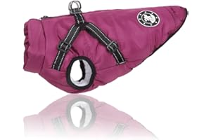 LUOWAN Abrigo para Perros de Invierno, Resistente al Viento, Impermeable, Abrigo para Perro con Arnés, Ropa para Climas Fríos, Chaqueta Cálida de Invierno