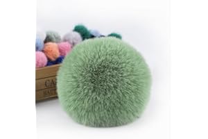 SYSUII 12 Stück Kunstfell Pompon Fellbommel 10cm Faux Fuchspelz Fellbommel Flauschig Plüsch Bälle Set zum Basteln Kunstpelz Pom Pom Ball für Damen Mädchen Tasche Mützen Anhängern Dekoration -Grün#